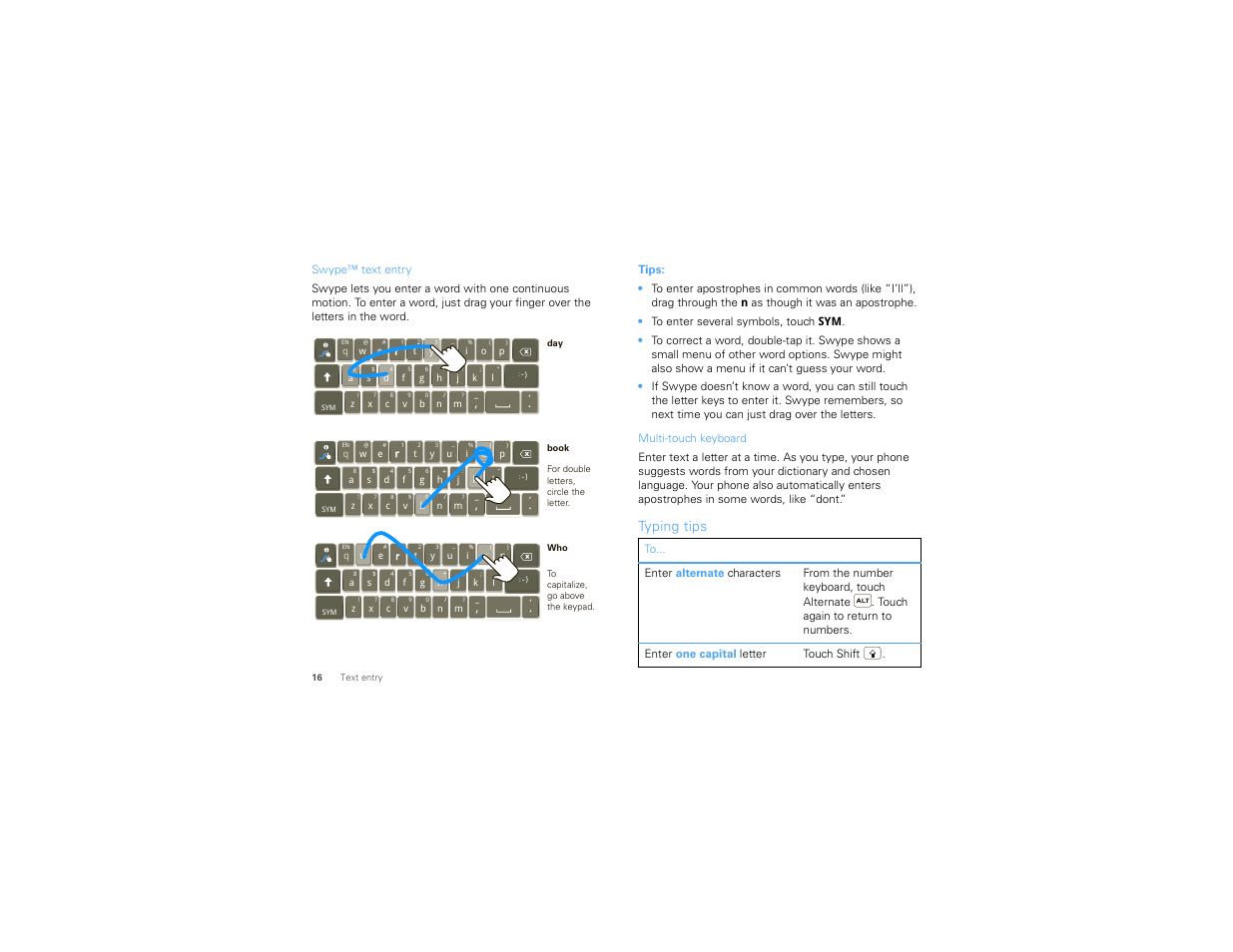 Typing tips | Motorola 68000202880-B User Manual | Page 18 / 68