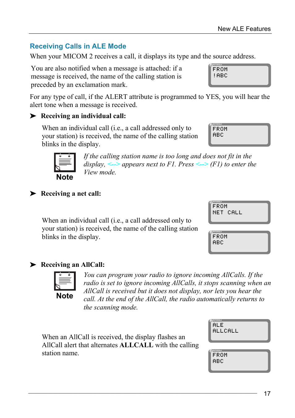 Receiving calls in ale mode | Motorola MICOM-2ES/2RS/2TS ALE User Manual | Page 31 / 76