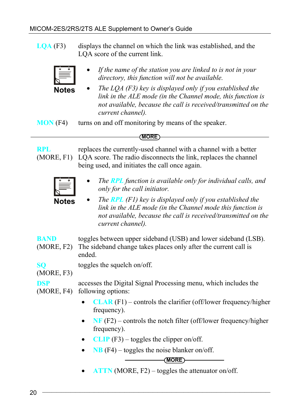 Motorola MICOM-2ES/2RS/2TS ALE User Manual | Page 34 / 76