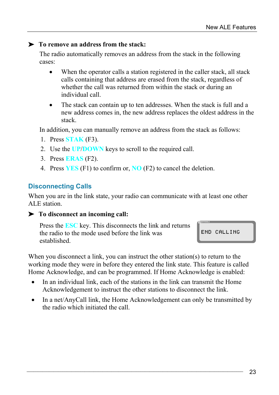 Disconnecting calls | Motorola MICOM-2ES/2RS/2TS ALE User Manual | Page 37 / 76