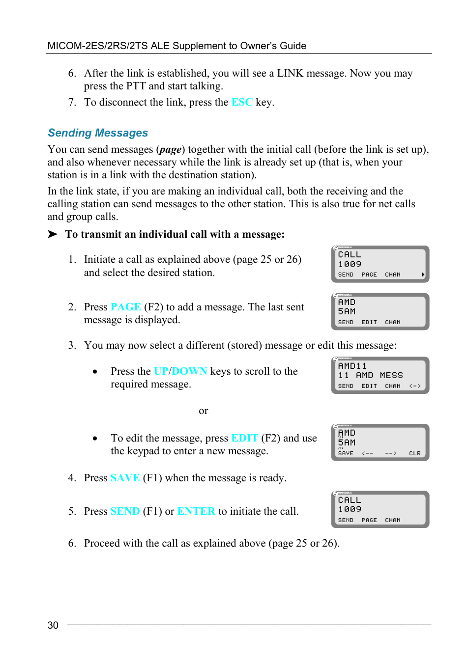 Sending messages | Motorola MICOM-2ES/2RS/2TS ALE User Manual | Page 44 / 76