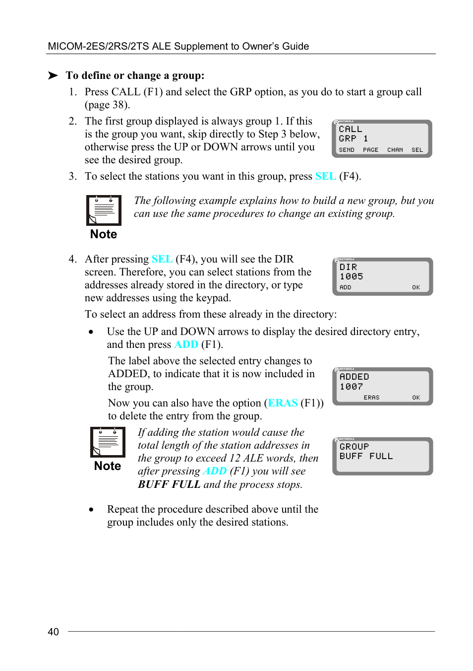 Motorola MICOM-2ES/2RS/2TS ALE User Manual | Page 54 / 76