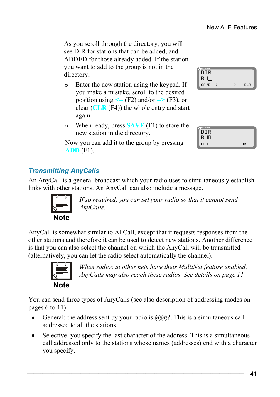 Transmitting anycalls | Motorola MICOM-2ES/2RS/2TS ALE User Manual | Page 55 / 76