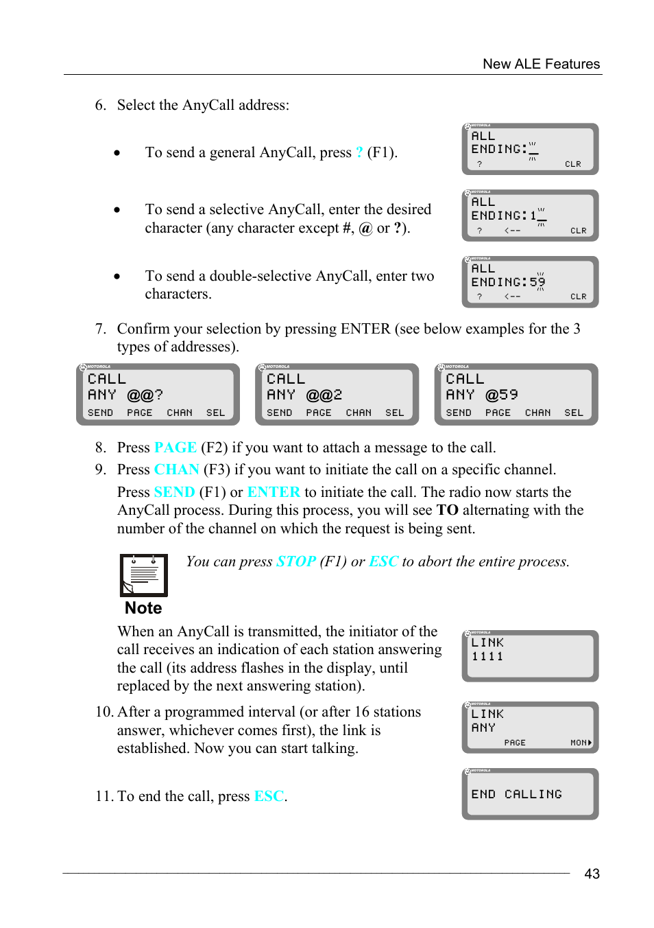 Call any | Motorola MICOM-2ES/2RS/2TS ALE User Manual | Page 57 / 76