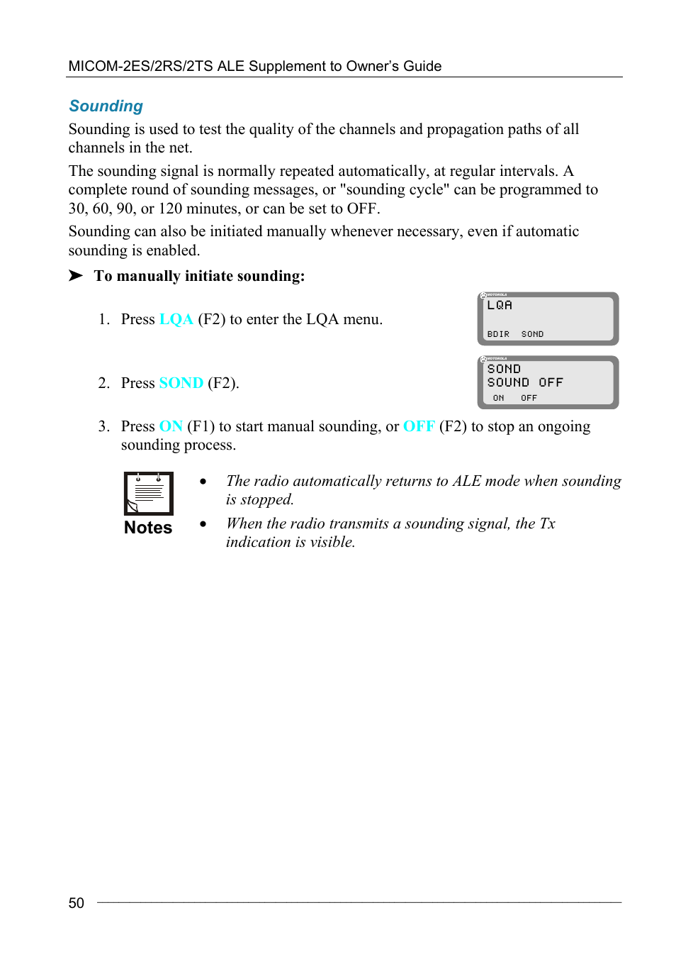 Sounding | Motorola MICOM-2ES/2RS/2TS ALE User Manual | Page 64 / 76