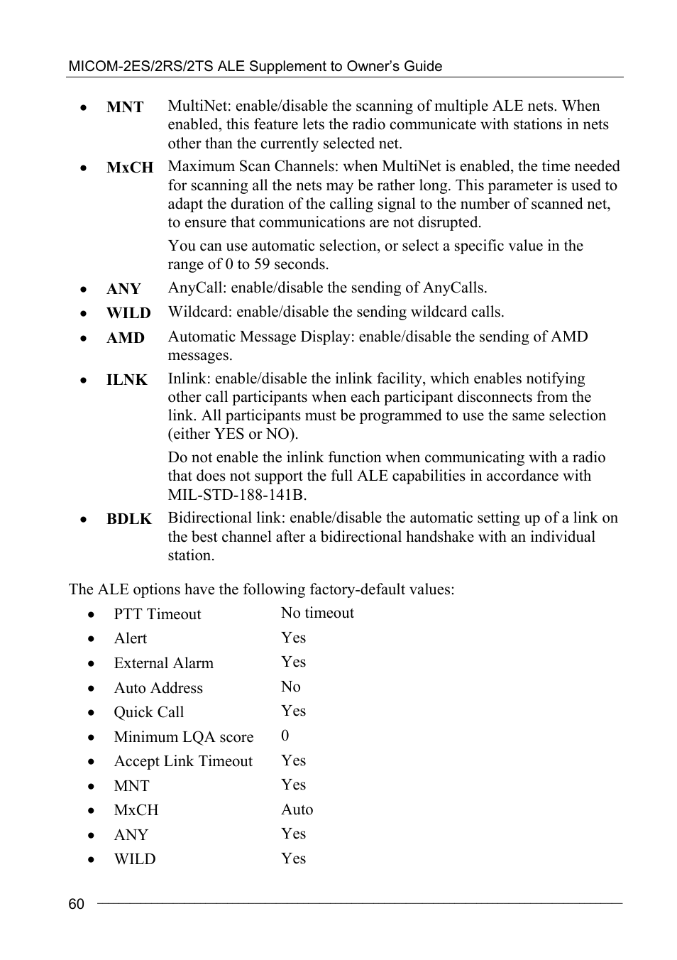 Motorola MICOM-2ES/2RS/2TS ALE User Manual | Page 74 / 76