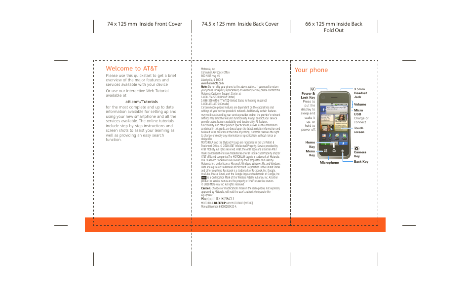 Your phone, Welcome to at&t | Motorola BACKFLIP 68000202422-A User Manual | Page 2 / 34