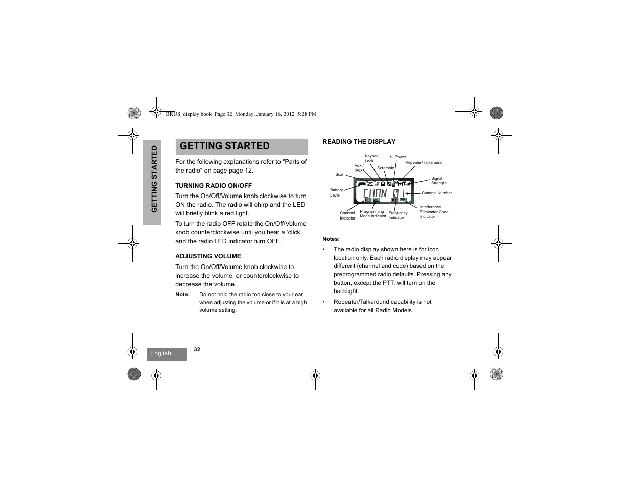 Getting started | Motorola RDV2080D User Manual | Page 34 / 104