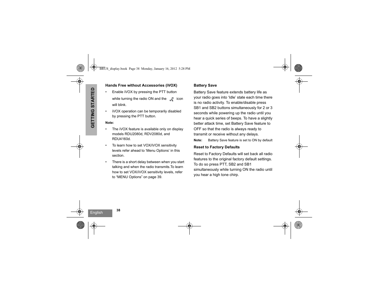 Motorola RDV2080D User Manual | Page 40 / 104