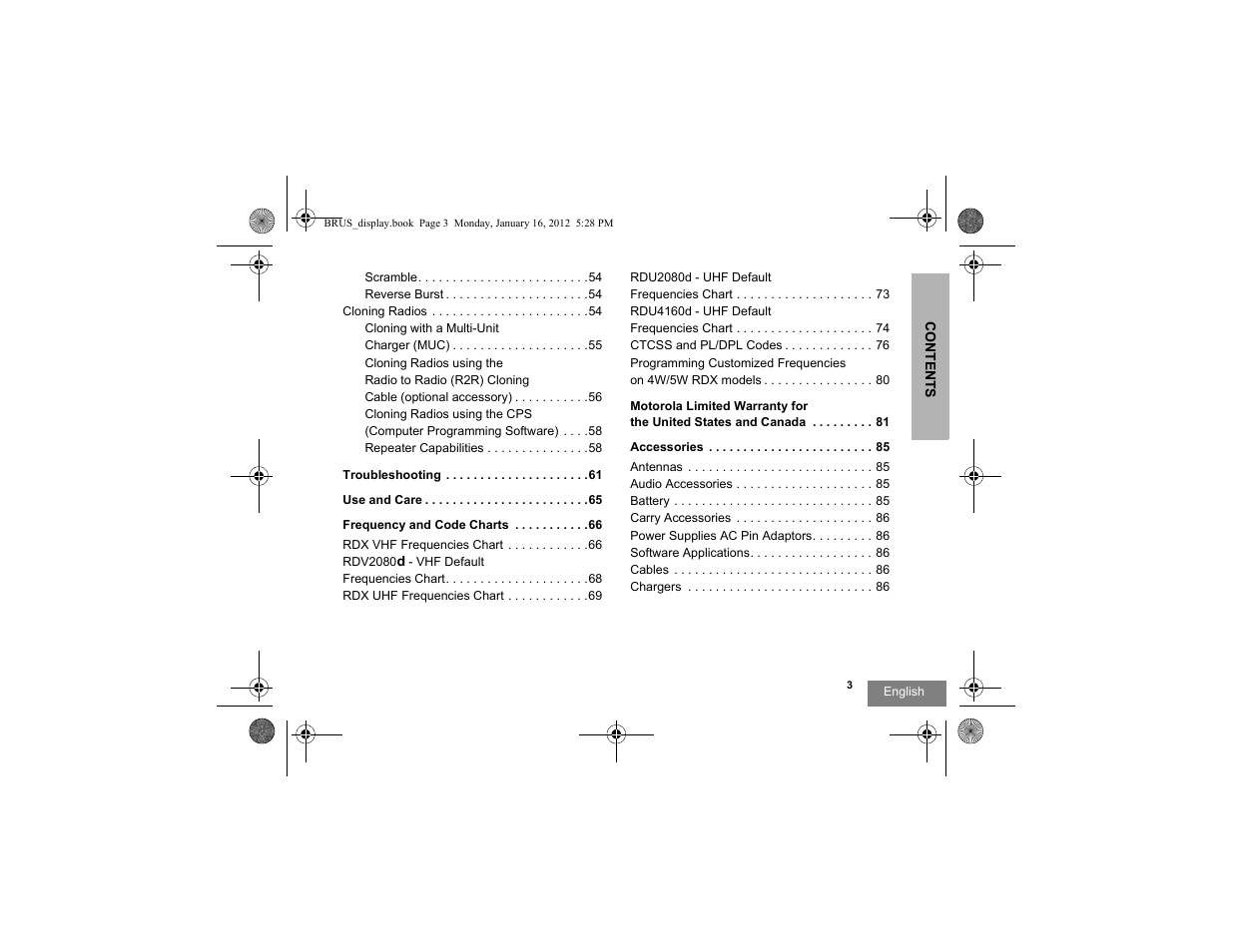 Motorola RDV2080D User Manual | Page 5 / 104