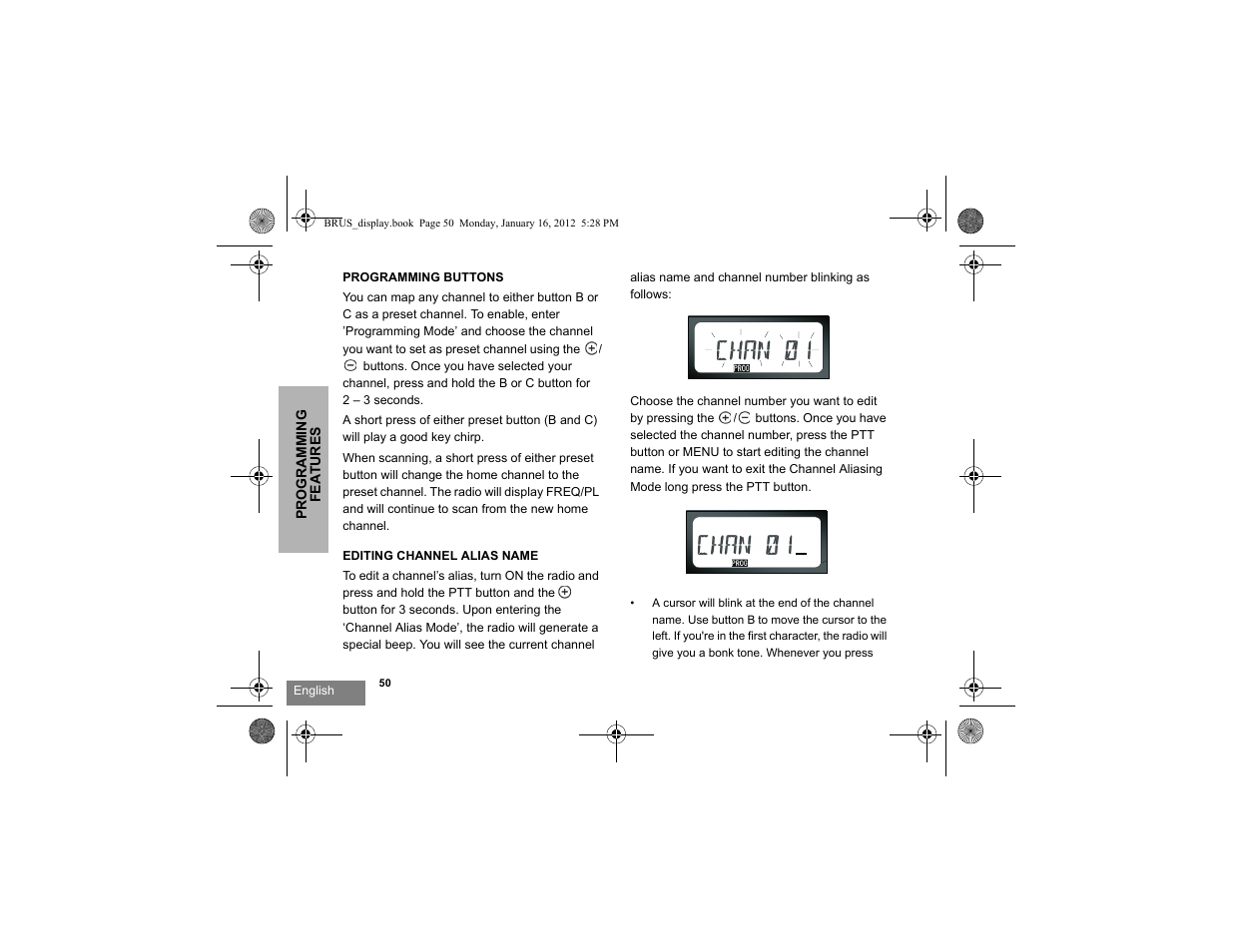 Programming buttons editing channel alias name | Motorola RDV2080D User Manual | Page 52 / 104