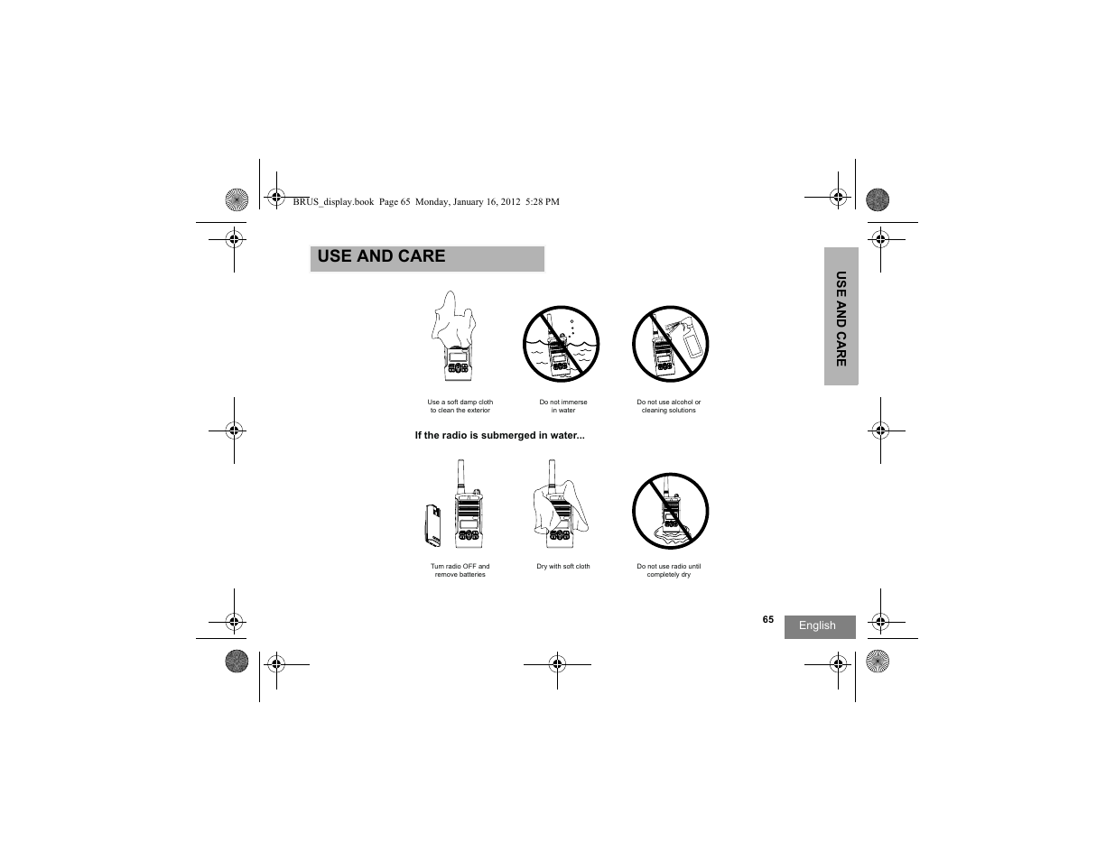 Use and care | Motorola RDV2080D User Manual | Page 67 / 104