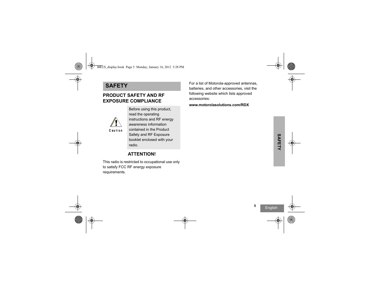 Safety | Motorola RDV2080D User Manual | Page 7 / 104