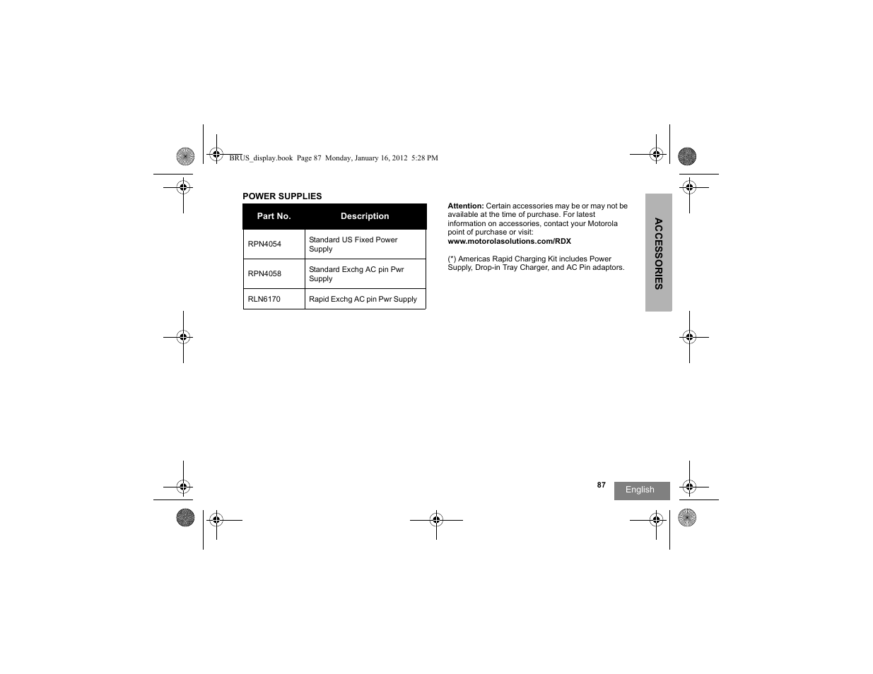 Power supplies | Motorola RDV2080D User Manual | Page 89 / 104