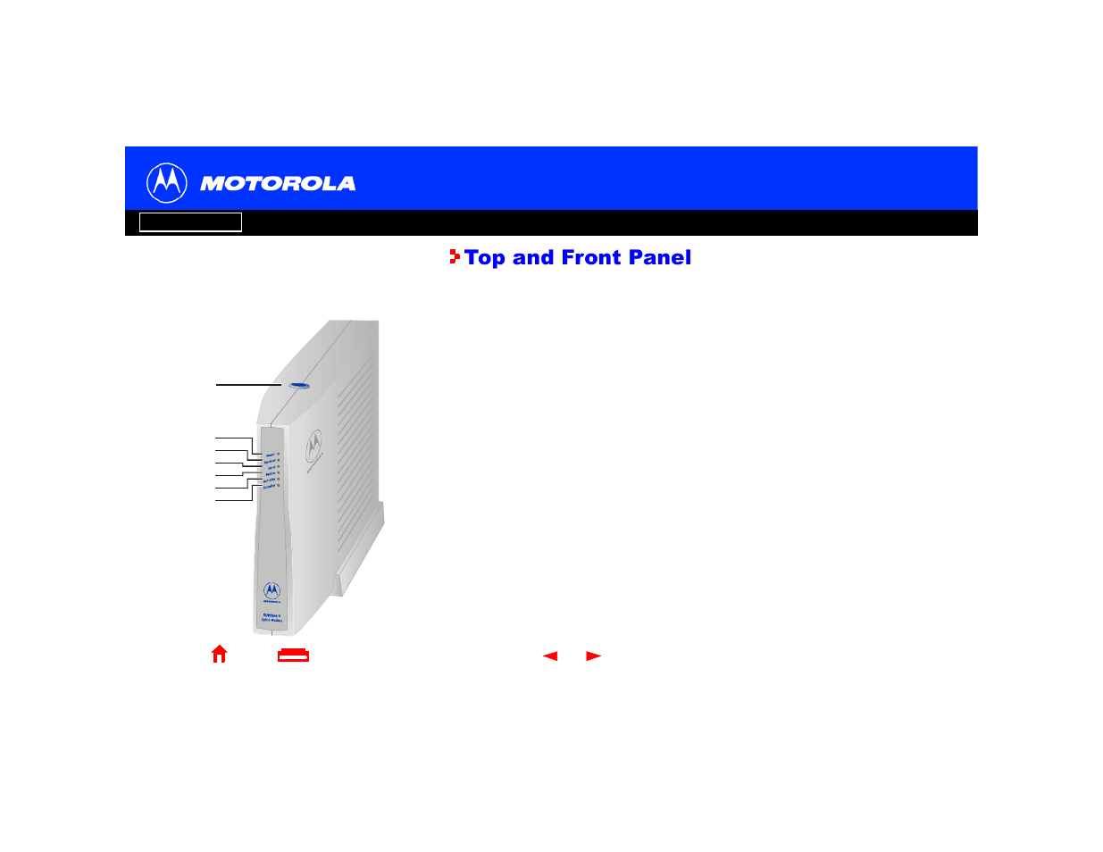 Top and front panel | Motorola SURFboard Cable Modem User Manual | Page 7 / 66