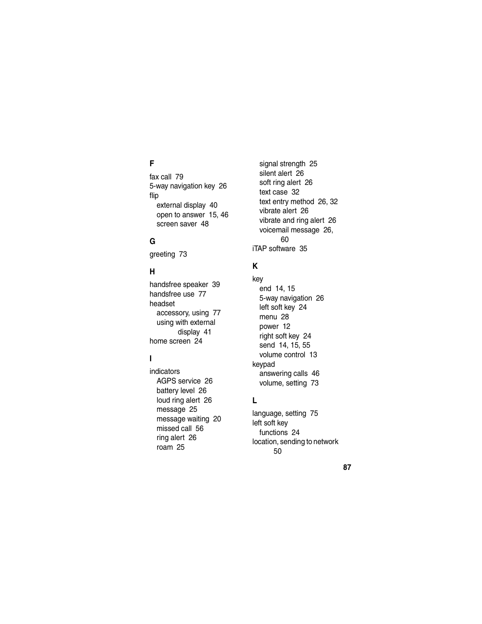 Motorola V260/V262 User Manual | Page 89 / 122