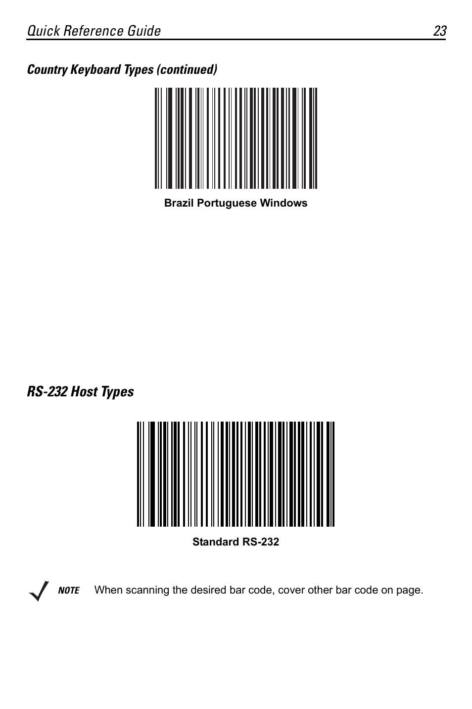 Rs-232 host types, Quick reference guide 23 | Motorola LS7708 User Manual | Page 23 / 36