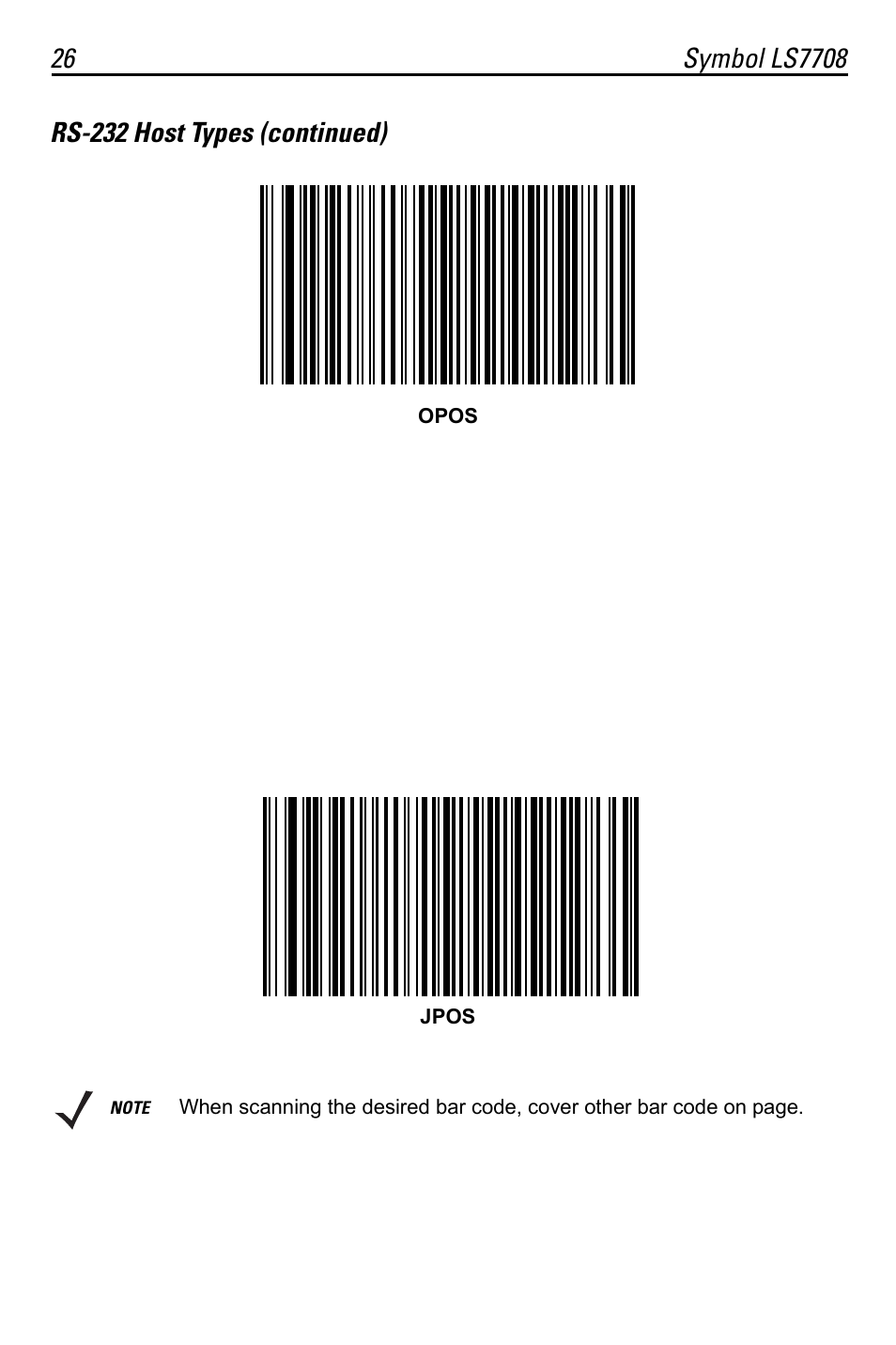 Rs-232 host types (continued) | Motorola LS7708 User Manual | Page 26 / 36