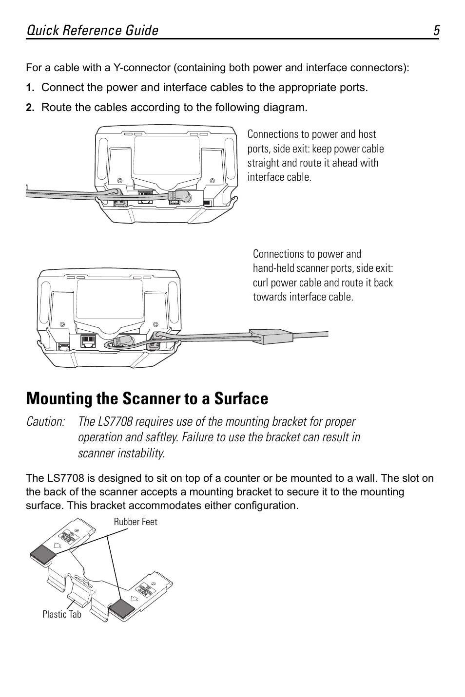 Mounting the scanner to a surface, Quick reference guide 5 | Motorola LS7708 User Manual | Page 5 / 36