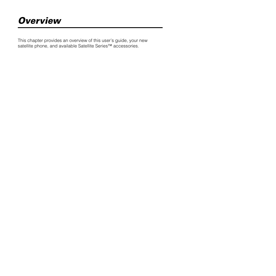 Overview | Motorola SATELLITE 9505 User Manual | Page 15 / 228