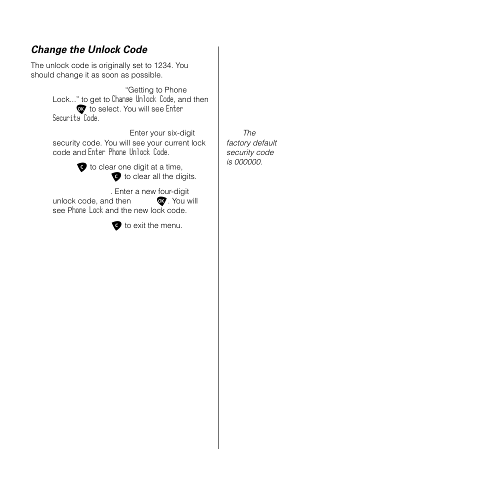 Change the unlock code | Motorola SATELLITE 9505 User Manual | Page 159 / 228
