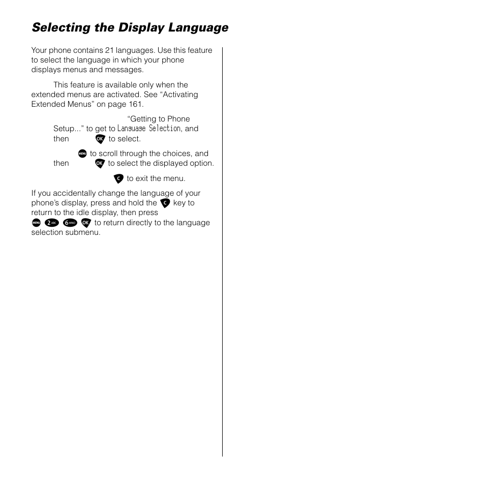 Selecting the display language | Motorola SATELLITE 9505 User Manual | Page 169 / 228