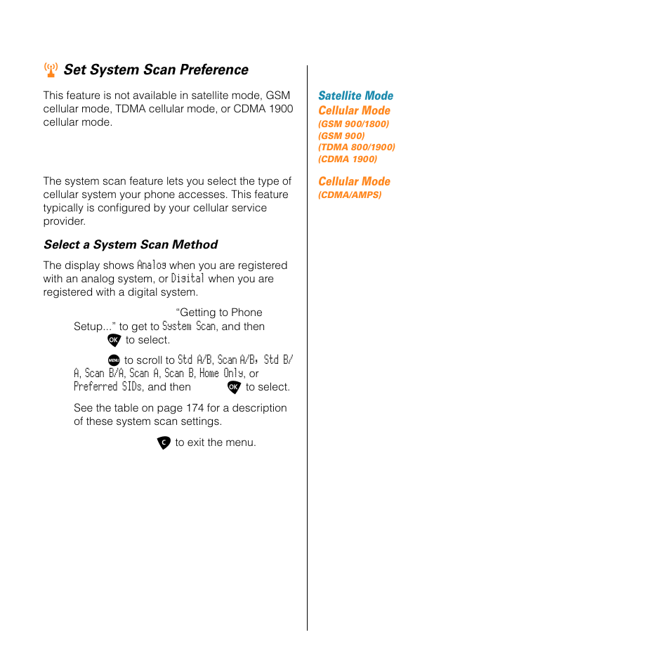 Set system scan preference | Motorola SATELLITE 9505 User Manual | Page 177 / 228