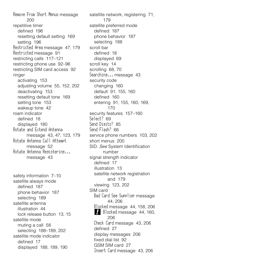 Motorola SATELLITE 9505 User Manual | Page 222 / 228