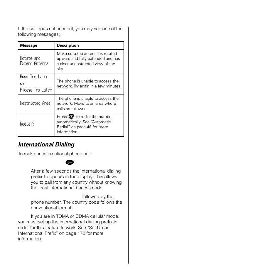 International dialing | Motorola SATELLITE 9505 User Manual | Page 51 / 228