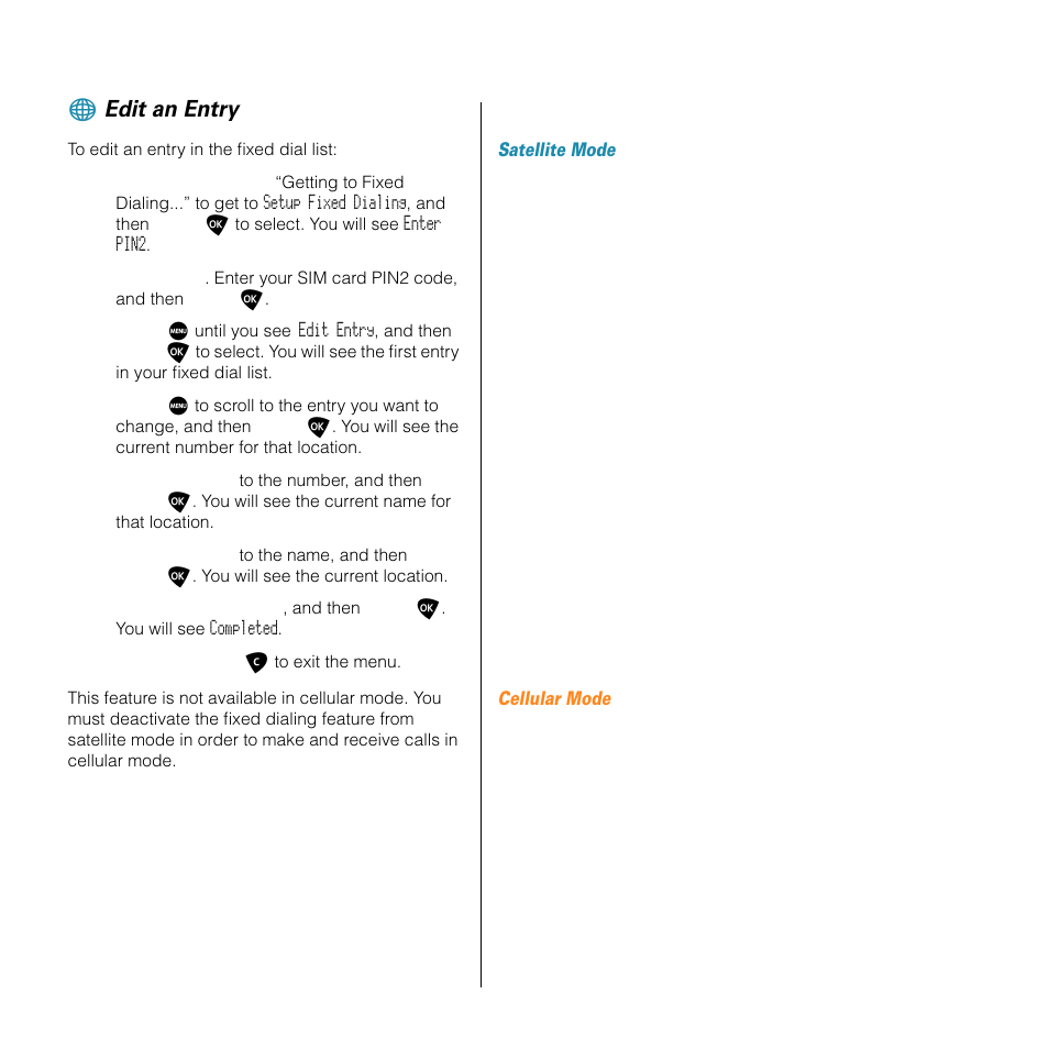 Edit an entry | Motorola SATELLITE 9505 User Manual | Page 99 / 228