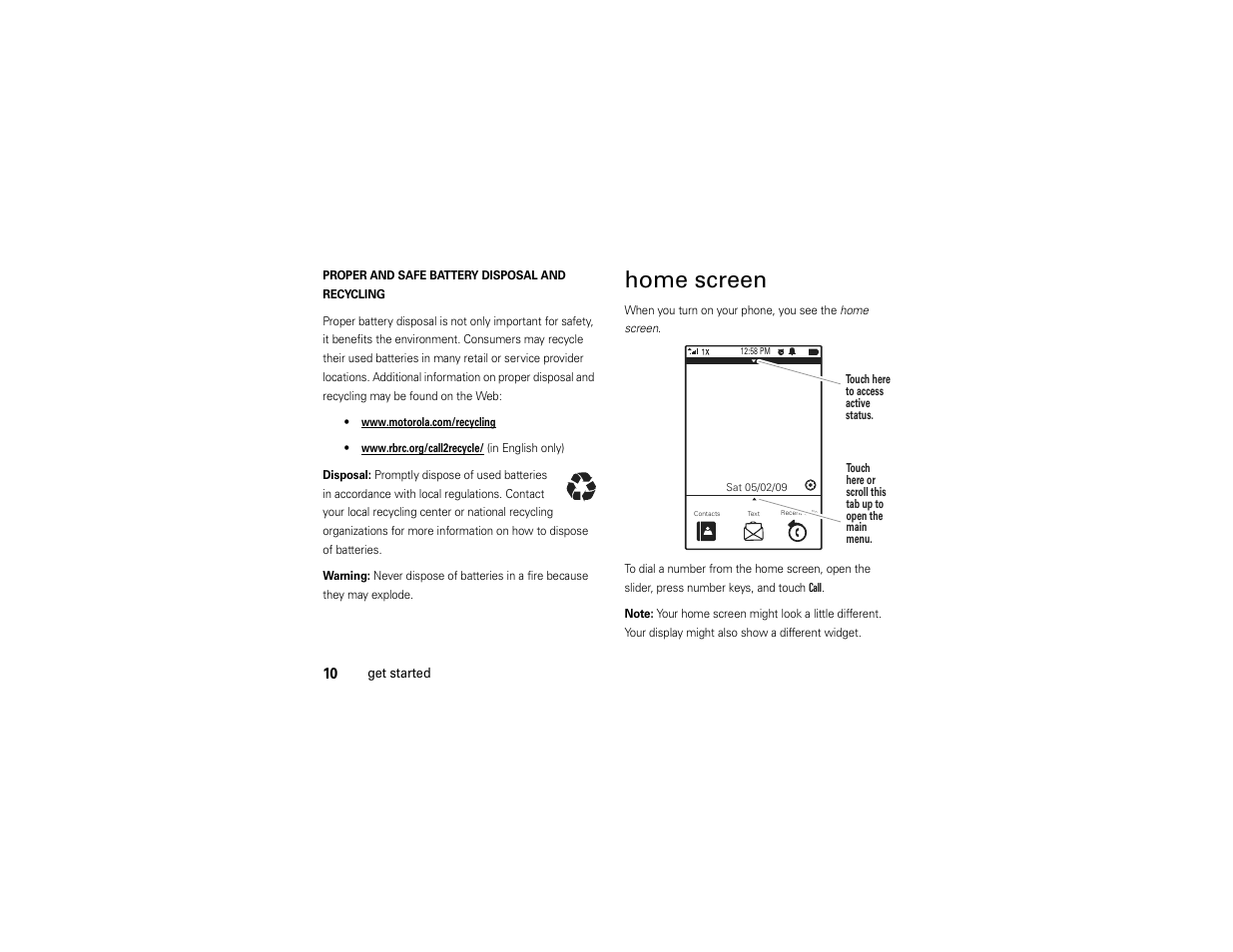 Home screen | Motorola Evoke QA4 User Manual | Page 12 / 124