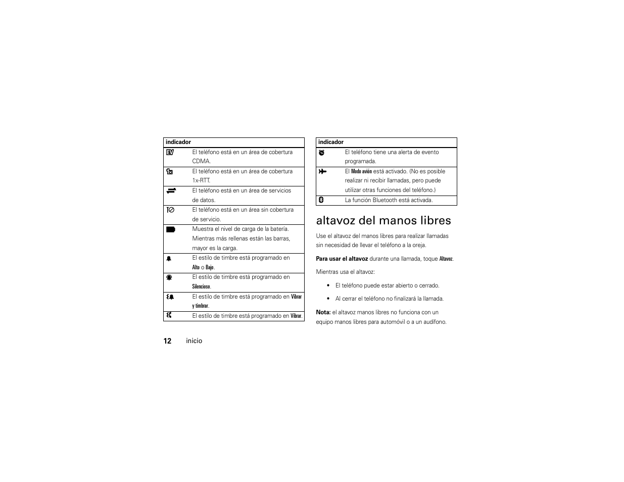 Altavoz del manos libres | Motorola Evoke QA4 User Manual | Page 74 / 124