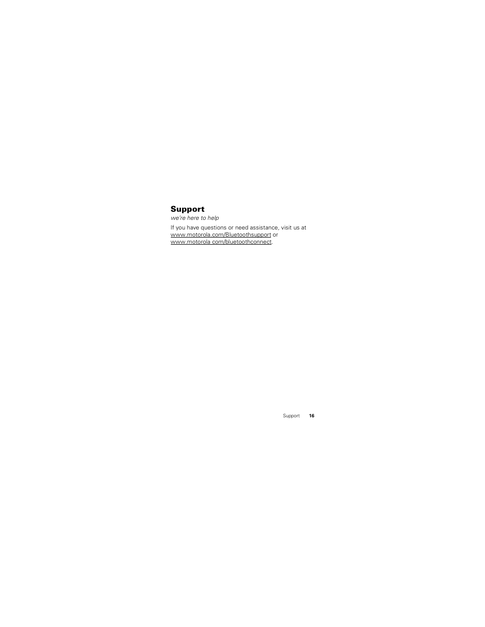 Support | Motorola HX520 User Manual | Page 17 / 98