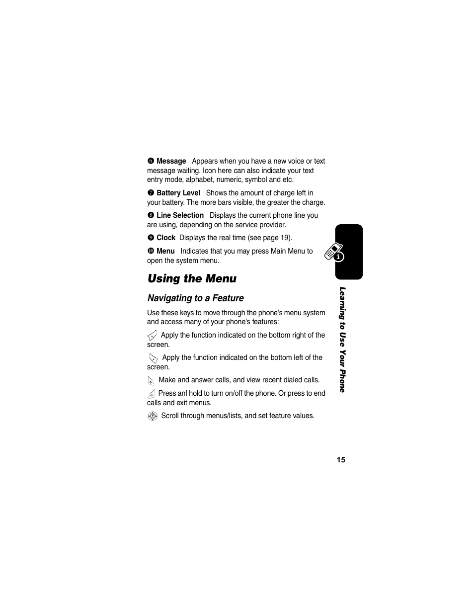 Using the menu | Motorola C155 User Manual | Page 17 / 120