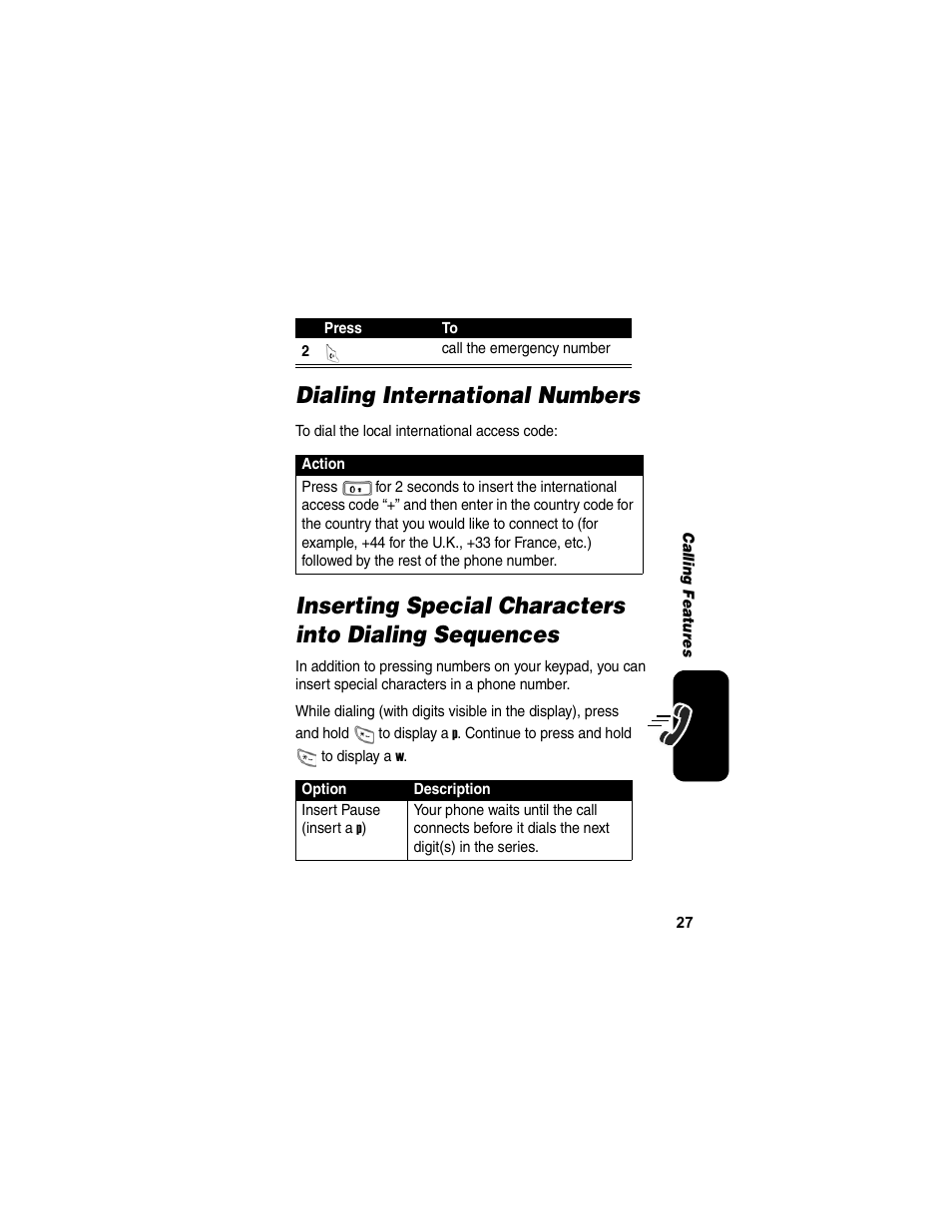 Dialing international numbers | Motorola C155 User Manual | Page 29 / 120