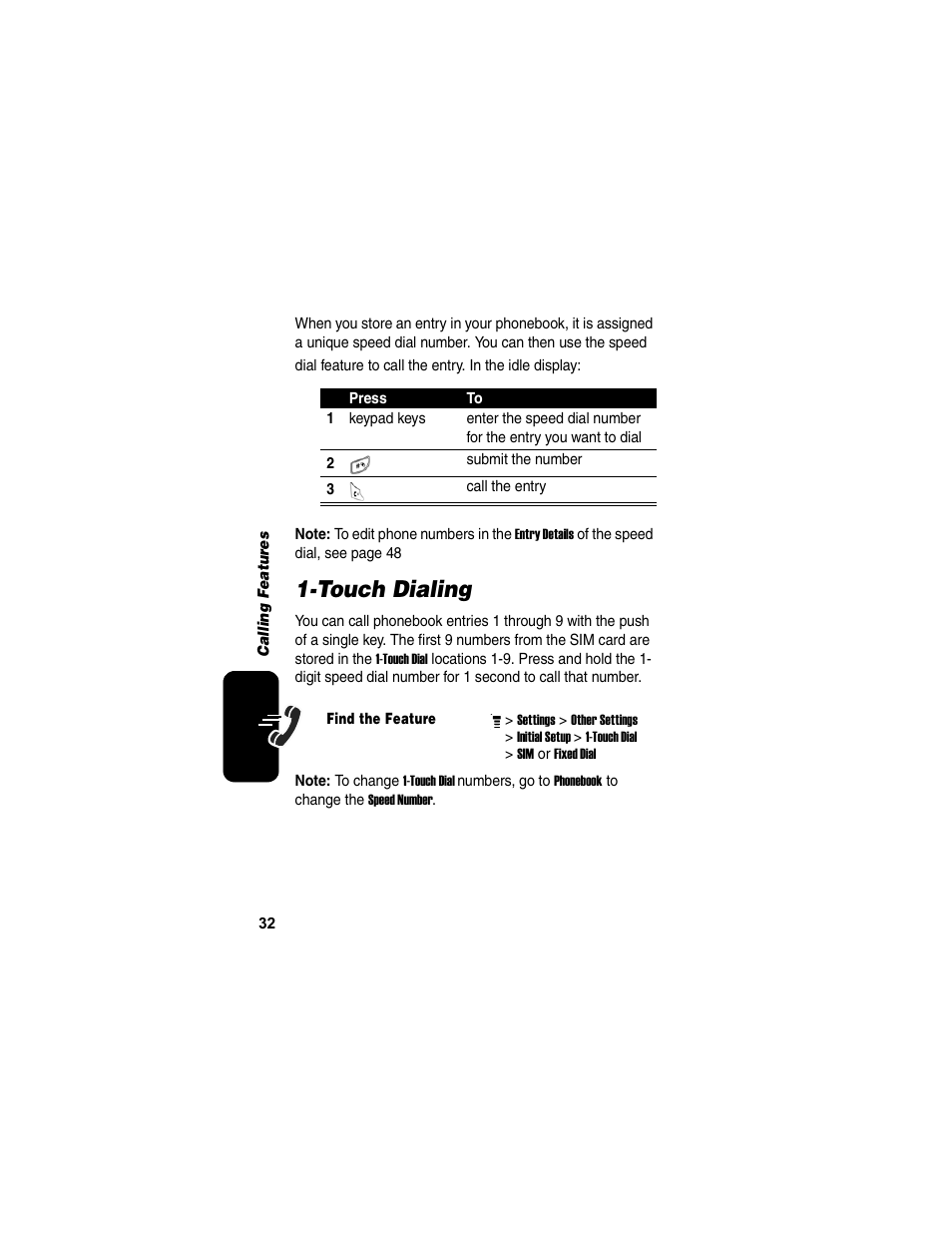 Touch dialing | Motorola C155 User Manual | Page 34 / 120