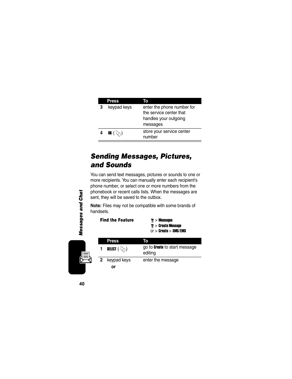 Sending messages, pictures, and sounds | Motorola C155 User Manual | Page 42 / 120