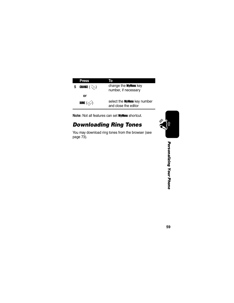 Downloading ring tones | Motorola C155 User Manual | Page 61 / 120