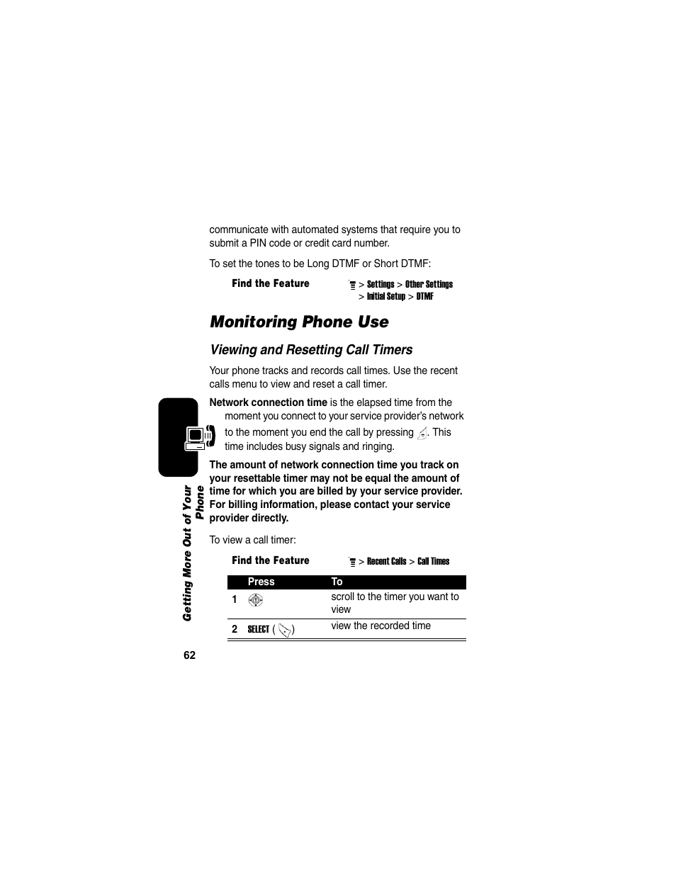 Monitoring phone use | Motorola C155 User Manual | Page 64 / 120