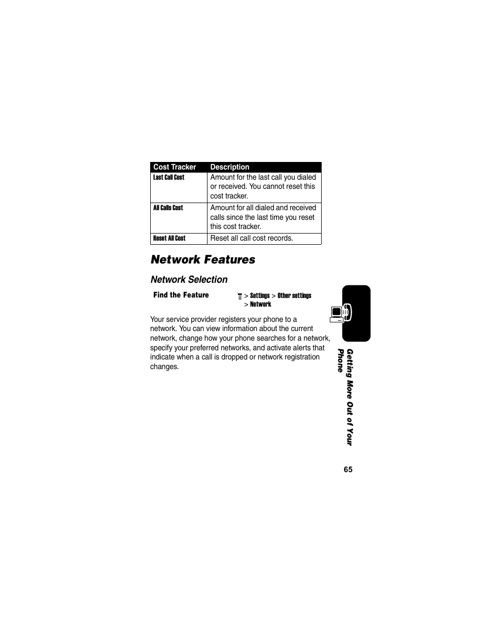 Network features | Motorola C155 User Manual | Page 67 / 120