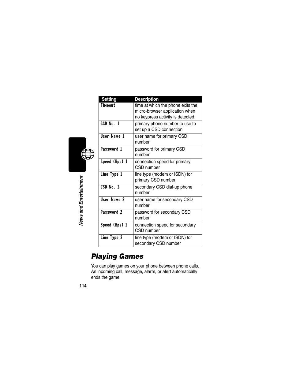 Playing games | Motorola C330 User Manual | Page 116 / 166