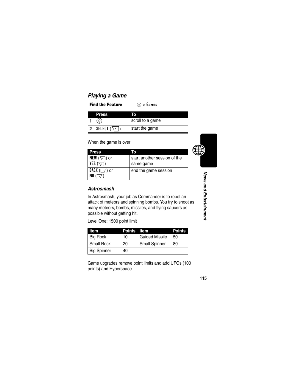 Playing a game | Motorola C330 User Manual | Page 117 / 166