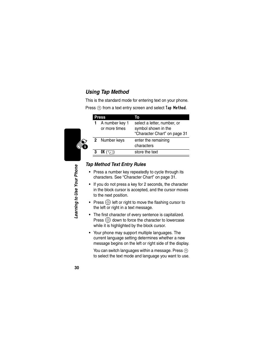 Using tap method | Motorola C330 User Manual | Page 32 / 166