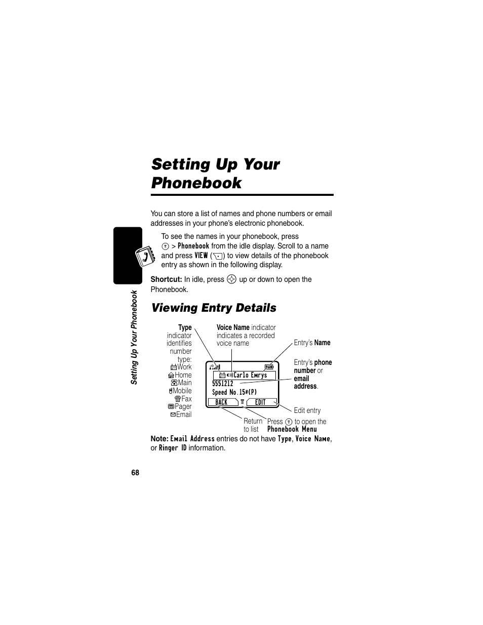 Setting up your phonebook, Viewing entry details, Adjusting network settings | Motorola C330 User Manual | Page 70 / 166