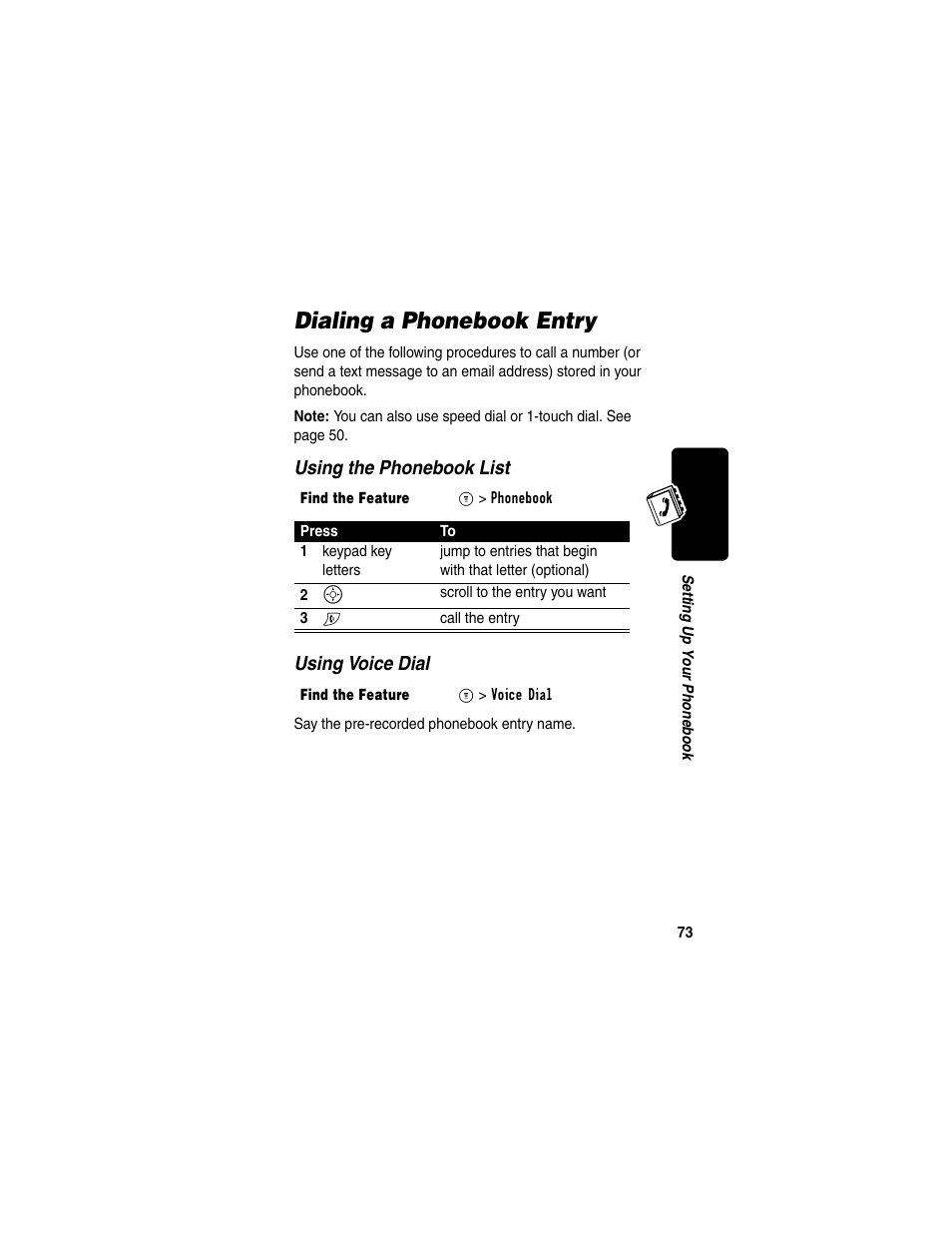 Dialing a phonebook entry, Using the phonebook list using voice dial | Motorola C330 User Manual | Page 75 / 166