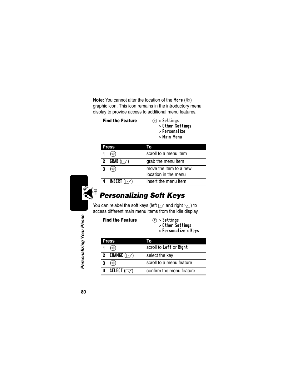 Personalizing soft keys | Motorola C330 User Manual | Page 82 / 166