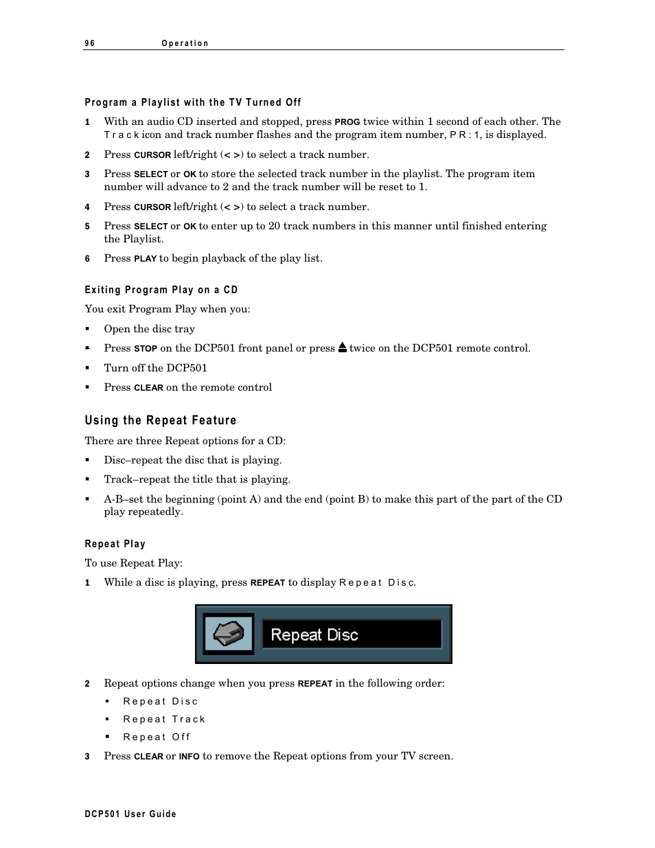 Using the repeat feature, Repeat play, A˚b repeat play | Motorola DCP 501 User Manual | Page 106 / 141