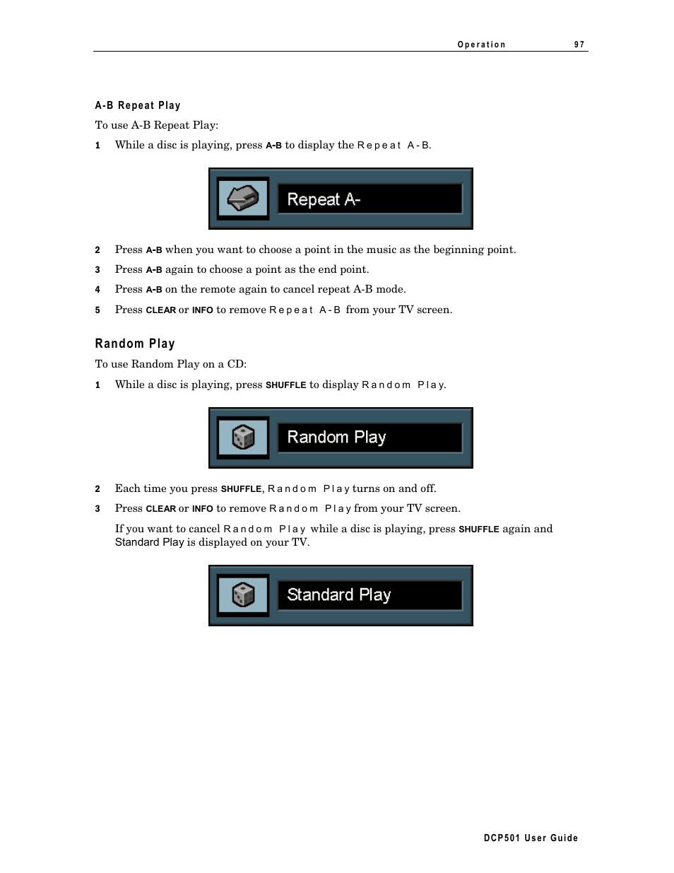 Random play, Playing an mp3 audio cd on the dcp501 | Motorola DCP 501 User Manual | Page 107 / 141