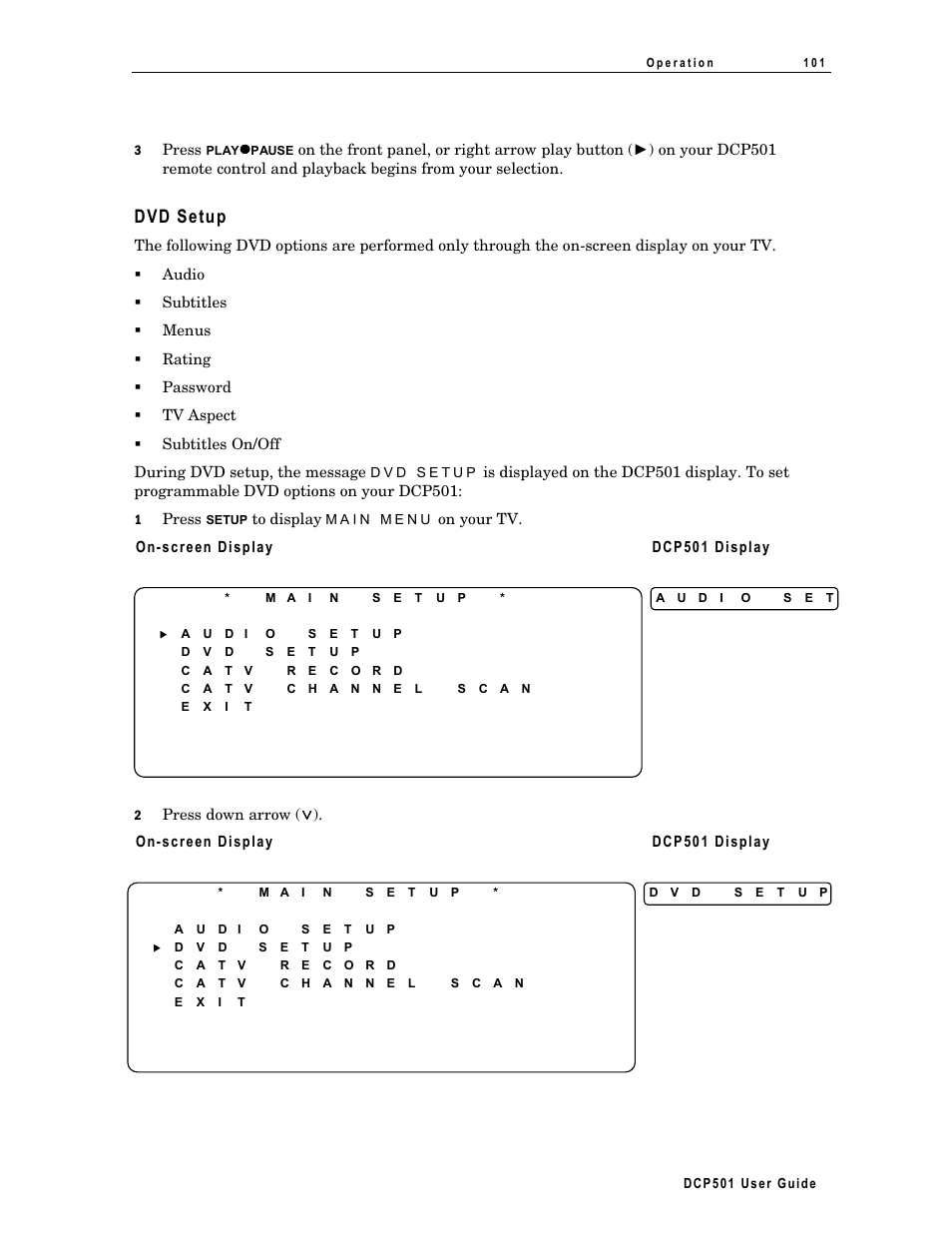 Dvd setup | Motorola DCP 501 User Manual | Page 111 / 141