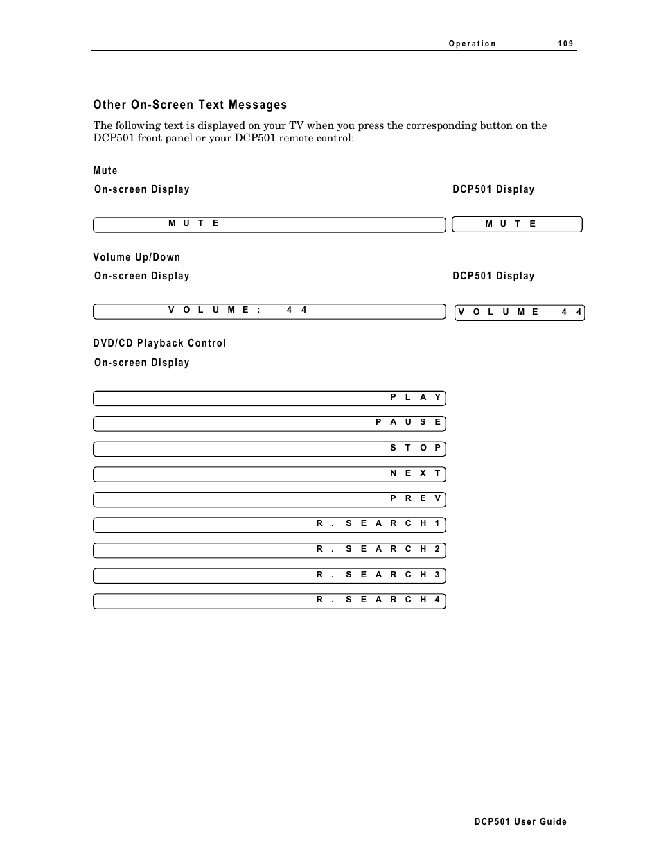 Source change, Other on-screen text messages | Motorola DCP 501 User Manual | Page 119 / 141